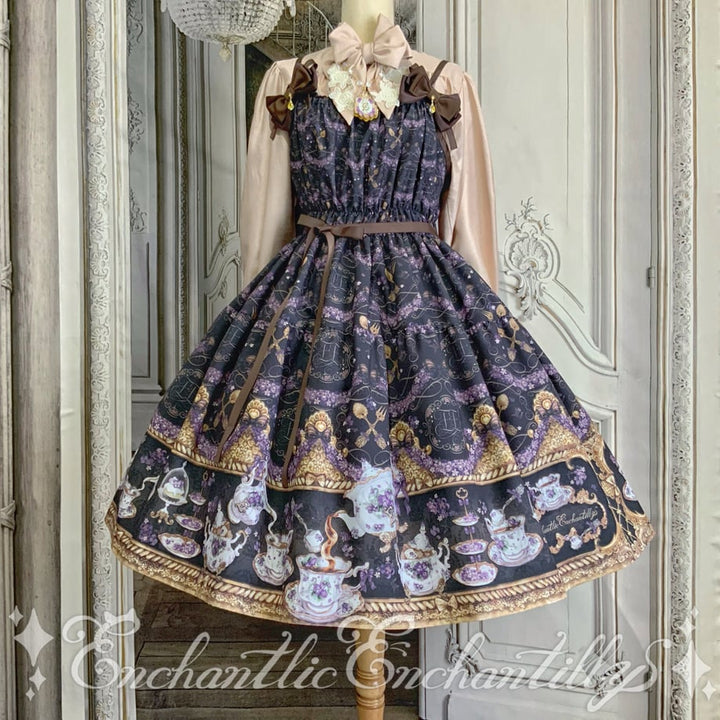 Violet Tea Party Tiered JSK (antique black) | Enchantlic