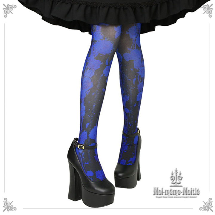 Moi-meme-Moitie 編み上げオーバーニー Blue Rose Tights | Moi-même-Moitié | Wunderwelt Fleur