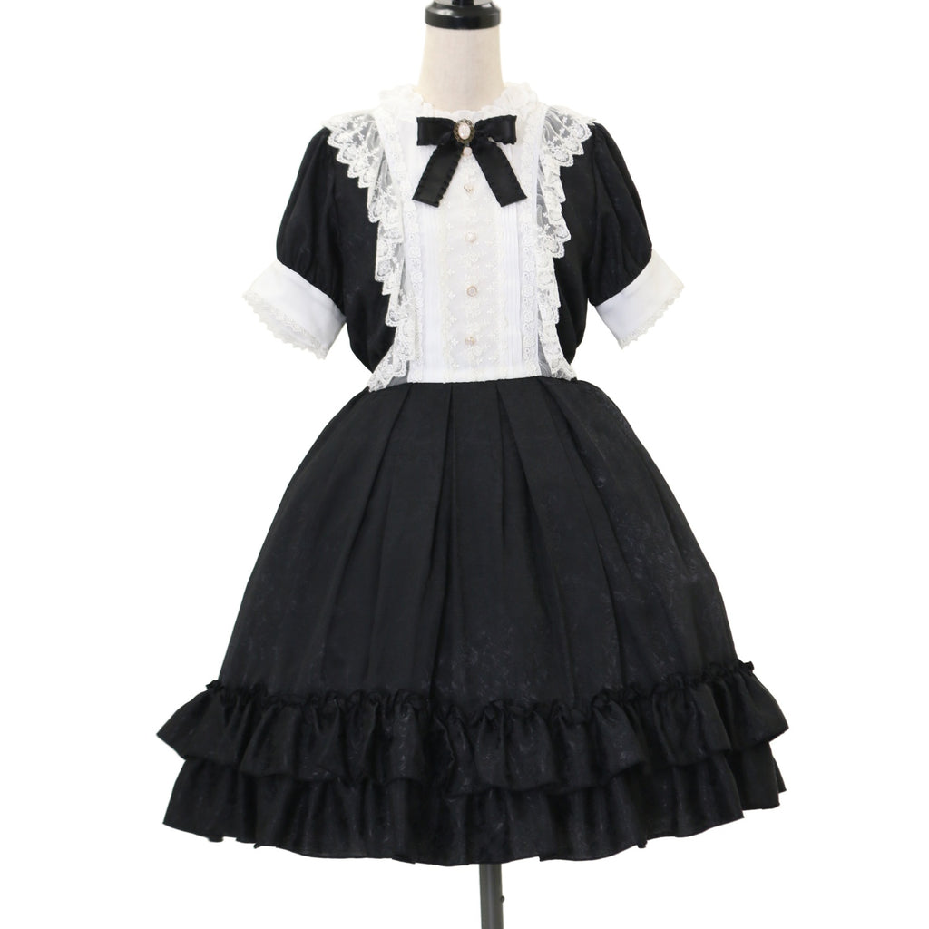ローズジャガードワンピース 半袖 ネイビー ローズジャガードワンピース【半袖】 | Pina sweetcollection