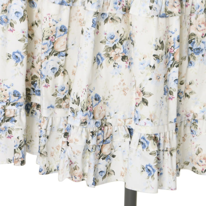 ロココブーケティアードロングドレス　ロココブルー Limited Item] Tiered Long Dress by Victorian Maiden