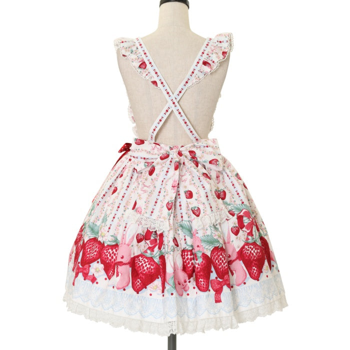 Little Bunny Strawberry Apron Style Skirt by Angelic Pretty