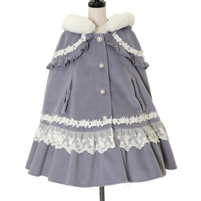 axes femme kawaii ローズフリルケープコート できん ボルドー axes femme kawaii ローズフリルケープコート できん ボルドー