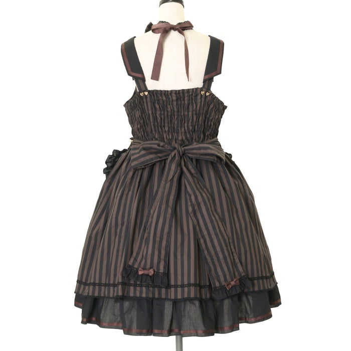 ラ*)様 Cornet　ストライプ柄ジャンパースカート　黒 cornet ストライプジャンパースカート 【公式通販】