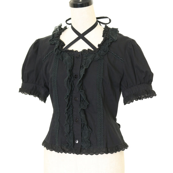 BABY シャーリングハートレースブラウス 黒 BABYシャーリングハート