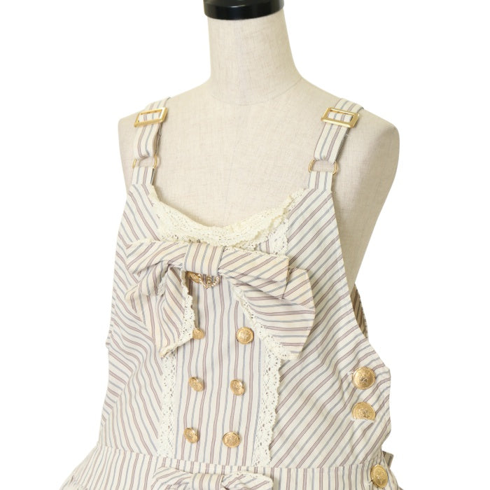 USED】プードルちゃんのレジメンタルストライプサロペットジャンパー