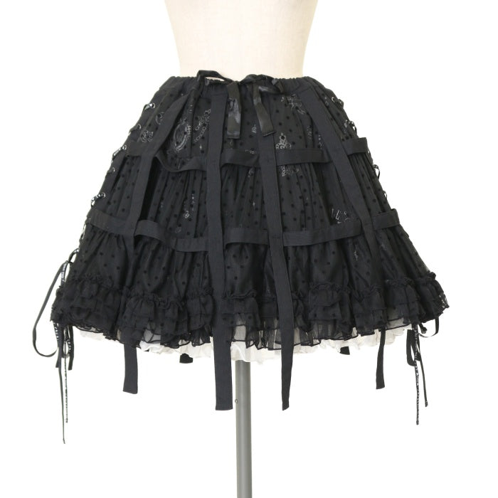 h.naoto FRILL ボリュームスカート キャッスル刺繍 ベロア USED】FRILL 鳥籠モチーフボリュームスカート | h.NAOTO Wunderwelt