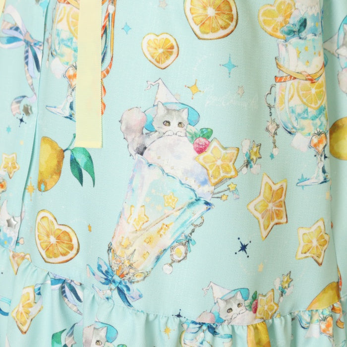 トリートユアセルフ バルーンフラワージャガードワンピース レモン