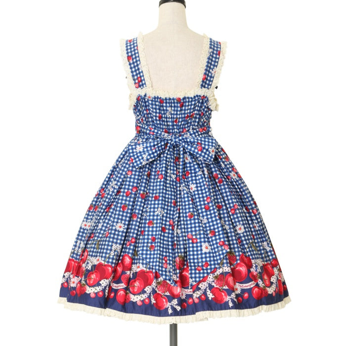 morphose ギンガムチェリージャンパースカート　ロリィタ USED】ギンガムチェリーシャーリングジャンパースカート