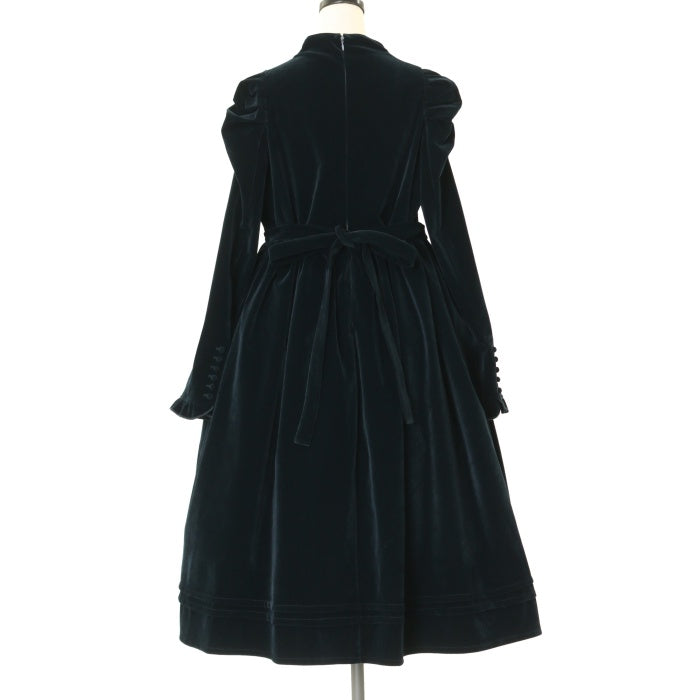 クラシカルベロアワンピース Chalmiere シャルミエール グリーン USED】【Mサイズ】クラシカルベロアワンピース（ブルーグリーン