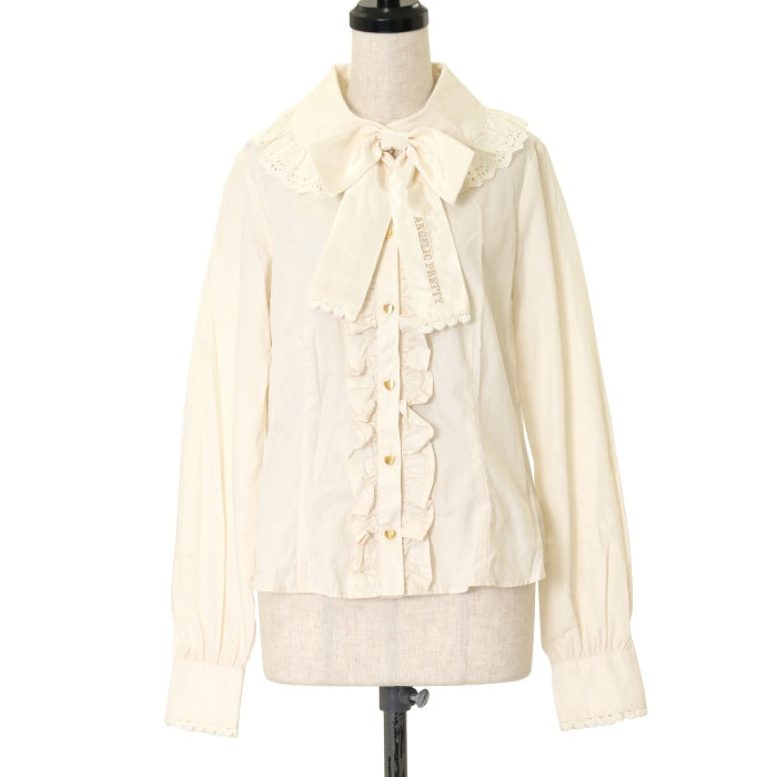 USED】ロゴ刺繍リボンタイブラウス | Angelic Pretty | ロリータ 