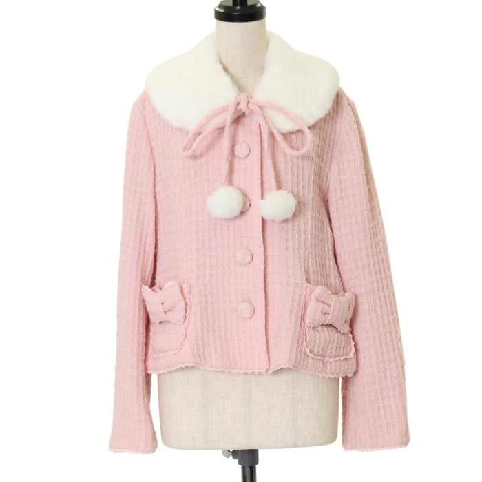 Angelic Pretty ファンシーリボンショートコート USED】ファンシーリボンショートコート(ラメワッフル) | Angelic