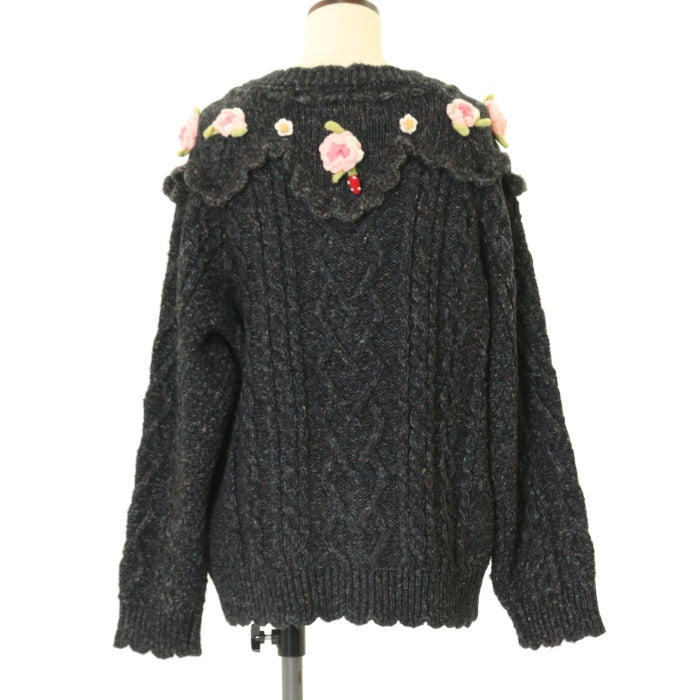 PINK HOUSE PHロゴポンポン 花モチーフカーディガン ヴィンテージ PINK HOUSE PHロゴポンポン 花モチーフカーディガン ヴィンテージ