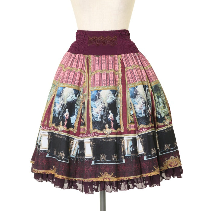 USED】ANGELO オーバースカート付絵画プリントリバーシブルスカート