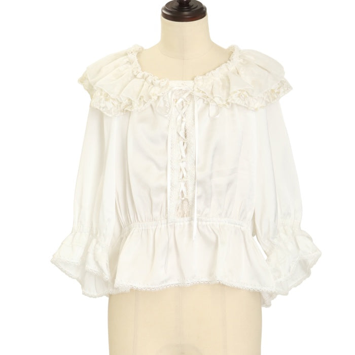 USED】【MRCorset】金刺繍フロント編み上げブラウス | MAJOH