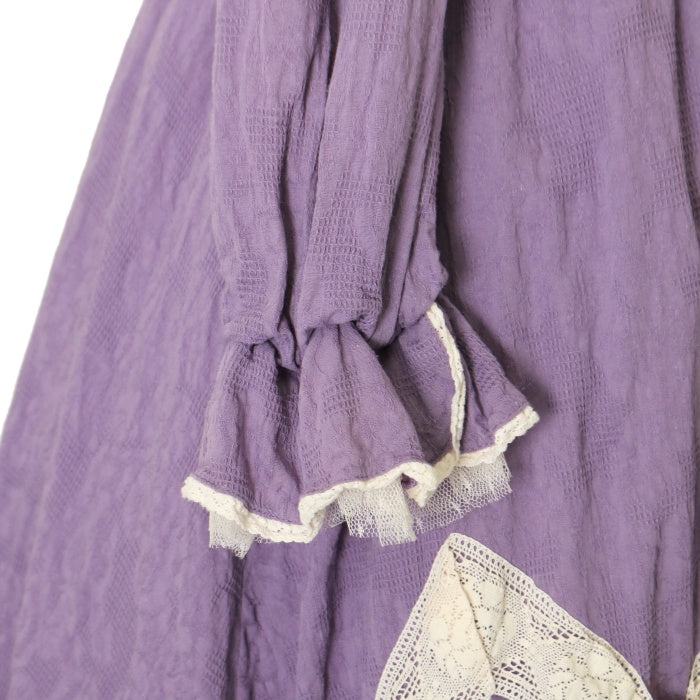 USED】【Lサイズ】リボンフローラ コットンレースロングワンピース