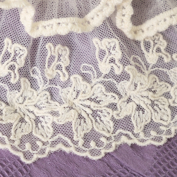 USED】【Lサイズ】リボンフローラ コットンレースロングワンピース