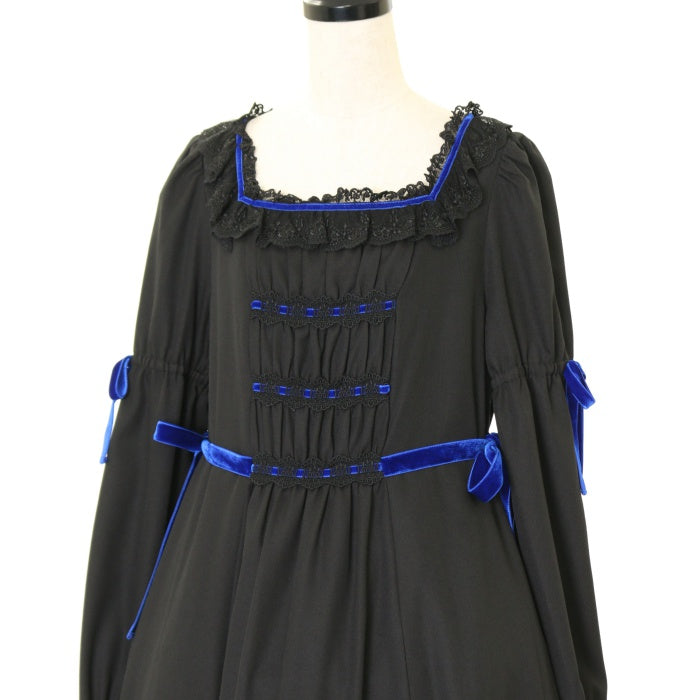 Moi-meme-Moitie 別珍リボンロングワンピース 燭台 レース Moi-meme-Moitie 別珍リボンロングワンピース 燭台 レース