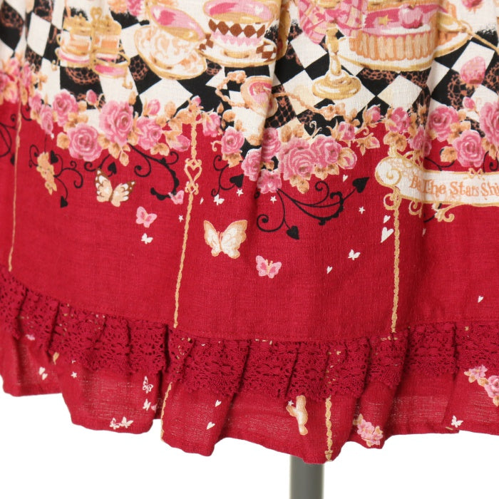 ♡BABY♡clock work tea party柄パールジャンパースカート USED】Clockwork tea party柄パールジャンパースカート | BABY