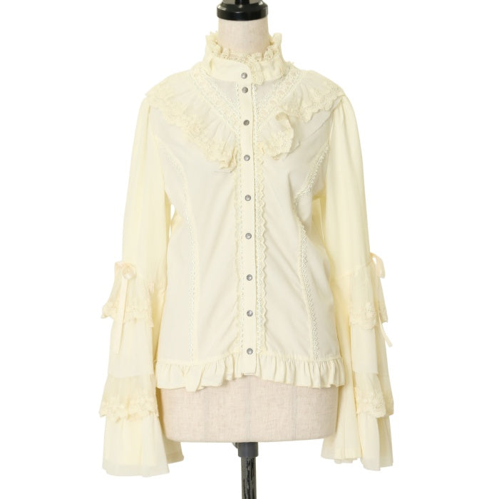 OZZ ONESTE スタンドカラーフリルブラウス