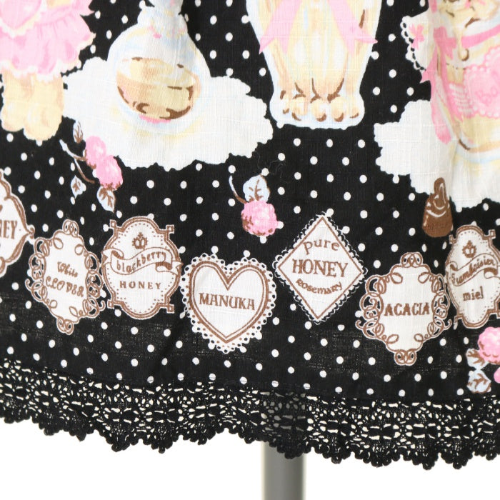 なかよしくみゃちゃんはちみつ大好き柄 JSK + ボンネット なかよしくみゃちゃんはちみつ大好き柄 JSK + ボンネット くみゃちゃん