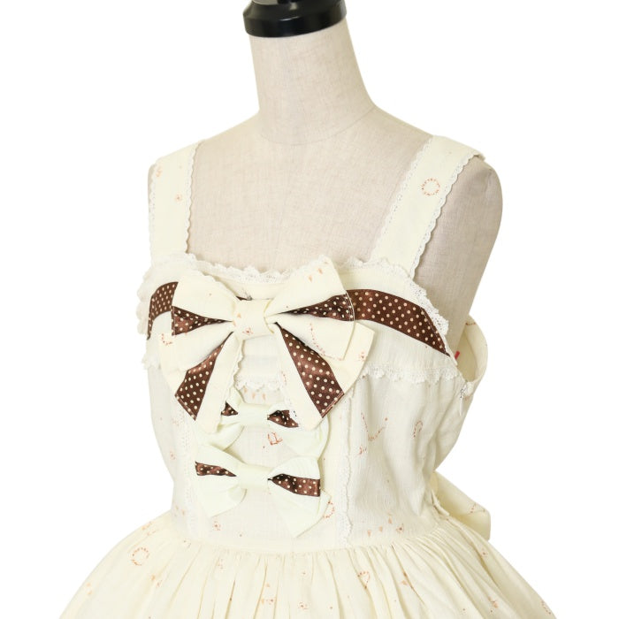 USED】My little red riding hood柄ドットリボンジャンパー