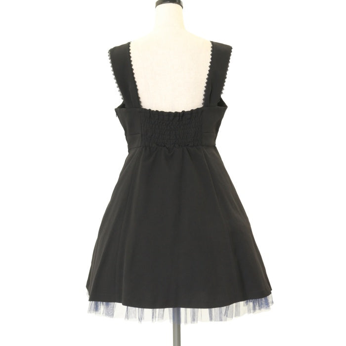 USED】【Mサイズ】王冠リボンモチーフジャンパーワンピース | BLACK