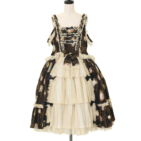 USED】【プラスサイズ】Vintage cameo チュールフリルリボンdress