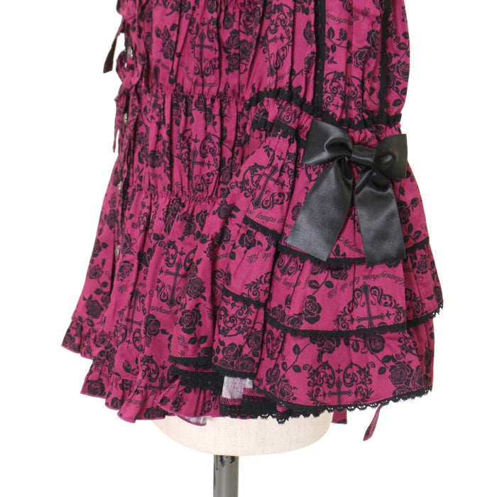 USED】【プラスサイズ】ハートダマスクスクエアあき姫袖ブラウス