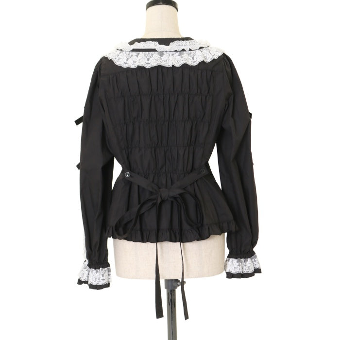 丸襟シャーリング長袖ブラウス | metamorphose temps de fille