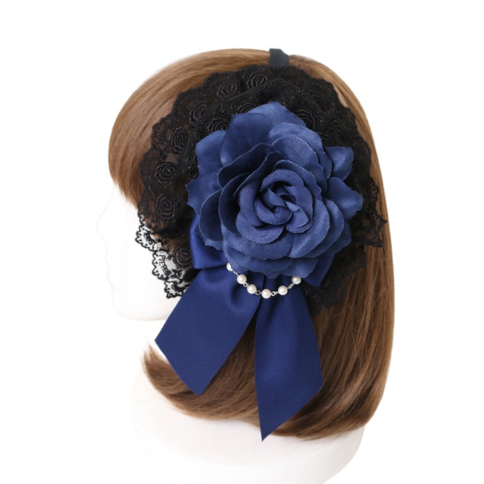 ATELIER PIERROT 薔薇レースカチューシャ（黒×青薔薇） USED】薔薇レースカチューシャ（黒×青薔薇） | ATELIER-PIERROT