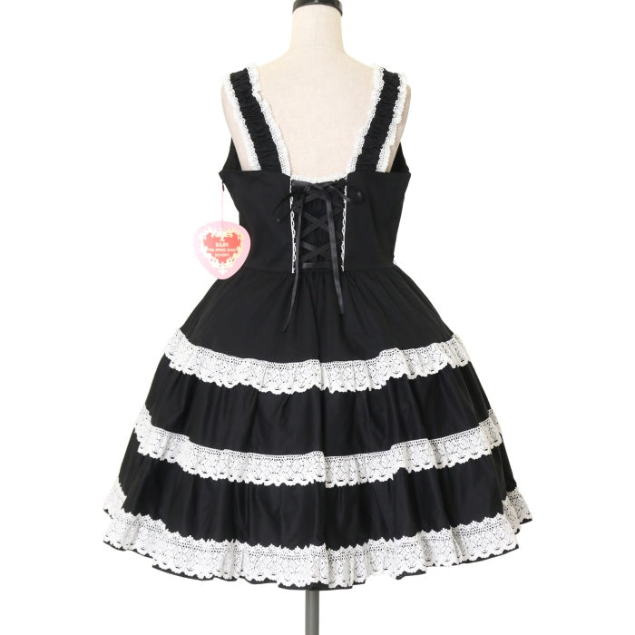 ミルフィーユジャンパースカート 黒黒