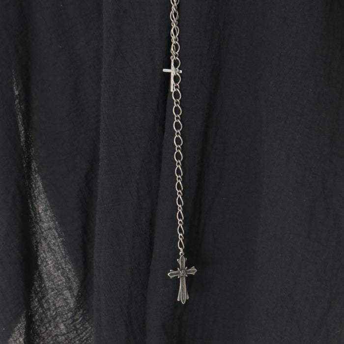 USED】【Men】フォールクロス・ガーゼロングトップス（黒×青） | Moi