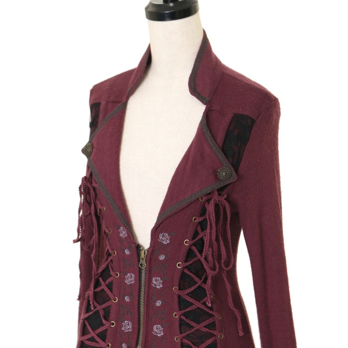 USED】ONESTE 薔薇刺繍レースアップニットカーディガン | Ozz On