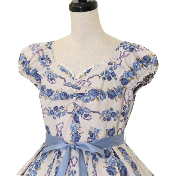 USED】ローズブーケストライプ シフォンドレス | Victorian