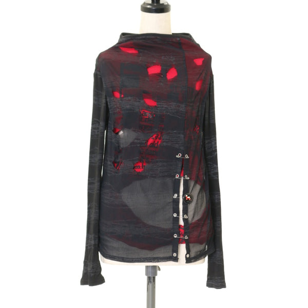 USED】ANARCHY クラッシュレイヤード風メッシュカットソー | h.NAOTO