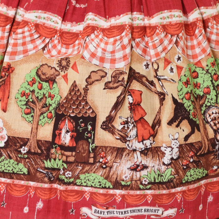 USED】My little red riding hood柄ドットリボンジャンパー