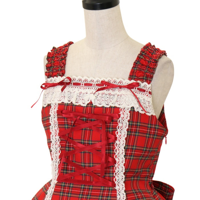 USED】タータンチェック裾スカラップジャンパースカート | BABY, THE