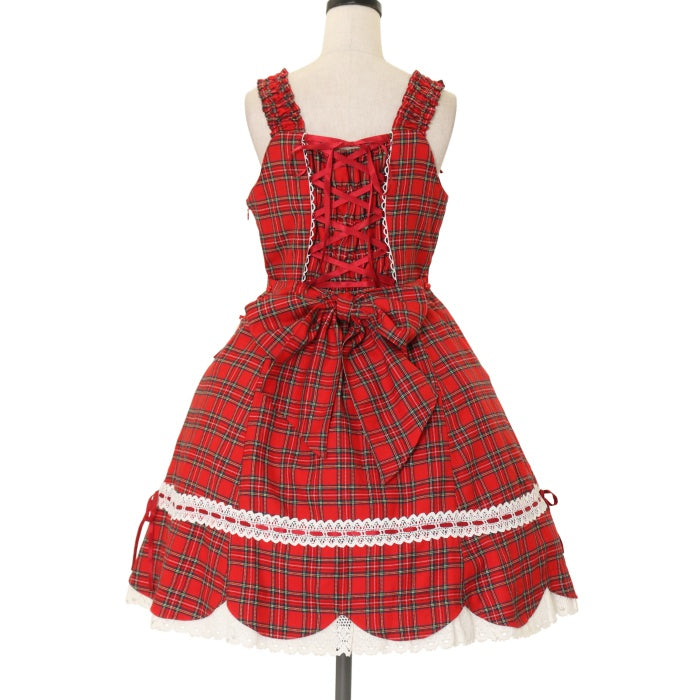 USED】タータンチェック裾スカラップジャンパースカート | BABY, THE