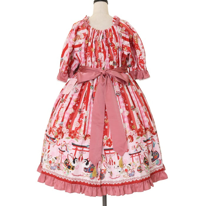 USED】【プラスサイズ】いろどり花てまり フリルワンピース