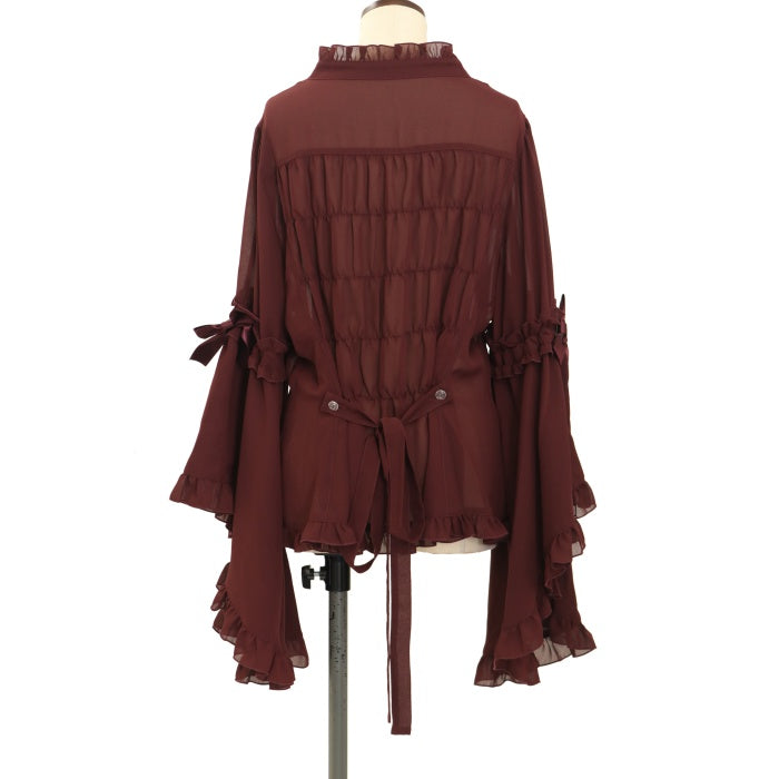 USED】【プラスサイズ】スタンドカラーロング姫袖ブラウス USED】【プラスサイズ】スタンドカラーロング姫袖ブラウス