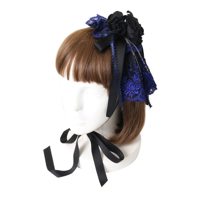 モワティエ 黒青 円形 ヘッドドレス USED】M+Cross Roseヘッドドレス（黒×青） | Moi-même-Moitié