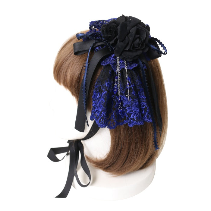 USED】M+Cross Roseヘッドドレス（黒×青） | Moi-même-Moitié