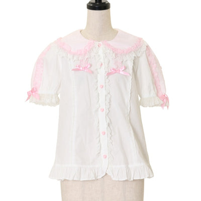 h.naotoFRILL白ピンクリボンブラウス♡ レディース