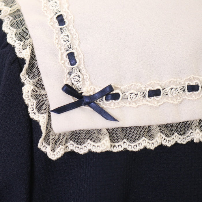 USED】【Mサイズ】四角い衿のはしごレースワンピース | Innocent