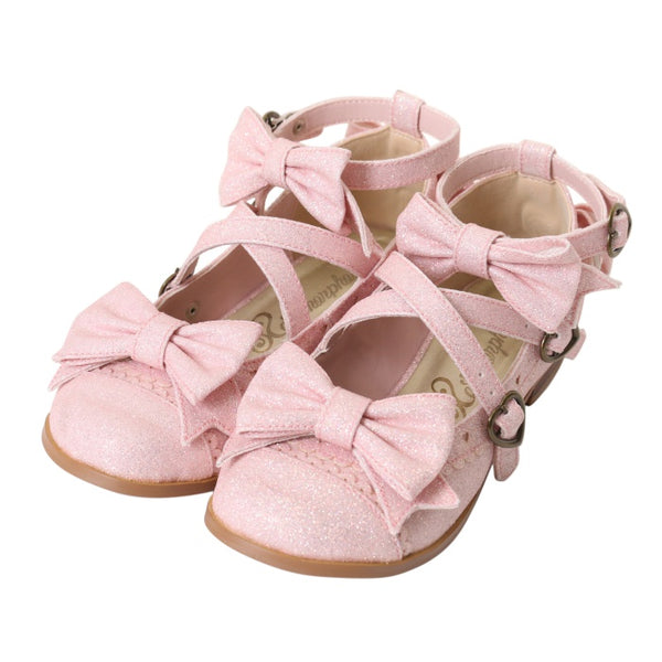 USED】【Mサイズ】トリプルリボンクロスストラップシューズ