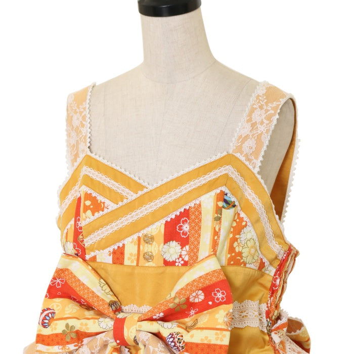 USED】【プラスサイズ】いろどり花てまり タックジャンパースカート