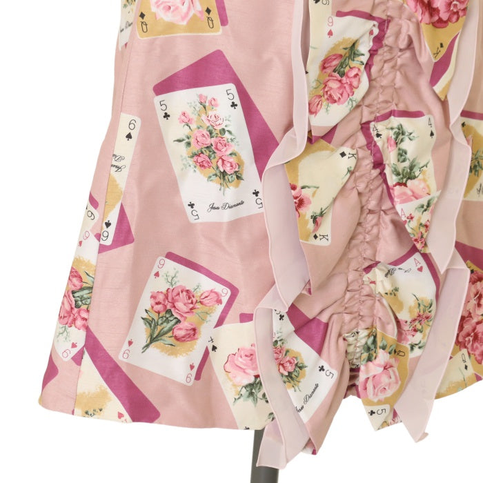 USED】【サイズ38】BIGフリルリボンワンピ（トランプ薔薇柄） | JESUS