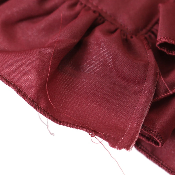 USED】別タイ付きクラシカルデコレーションブラウス：えんじ×黒×黒ﾚｰｽ