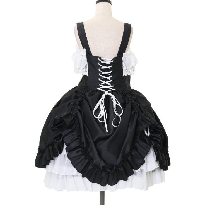 ATELIER PIERROT☆黒jsk ATELIER PIERROT / ロングバッスルジャンパースカート 黒X白 I