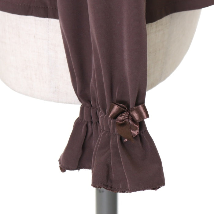 秋*鮭様 くまくみゃちゃんデシンブラウス　茶　BABY　ブラウン 秋*鮭様 くまくみゃちゃんデシンブラウス茶BABYブラウン